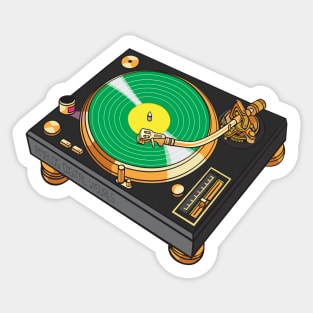 Turntable (Tricorn Black + Green Colorway) Analog / Music Sticker